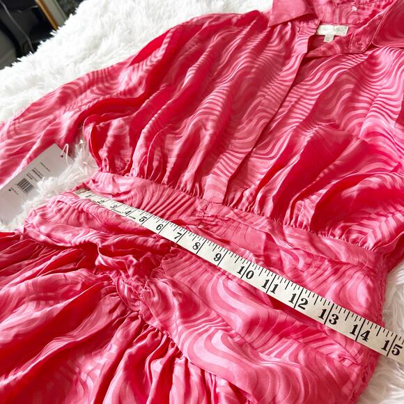 Ronny Kobo Brenda Dress Ria Pink Silk Blend Mini Ruched Waist Size M NWT - Picture 6 of 11